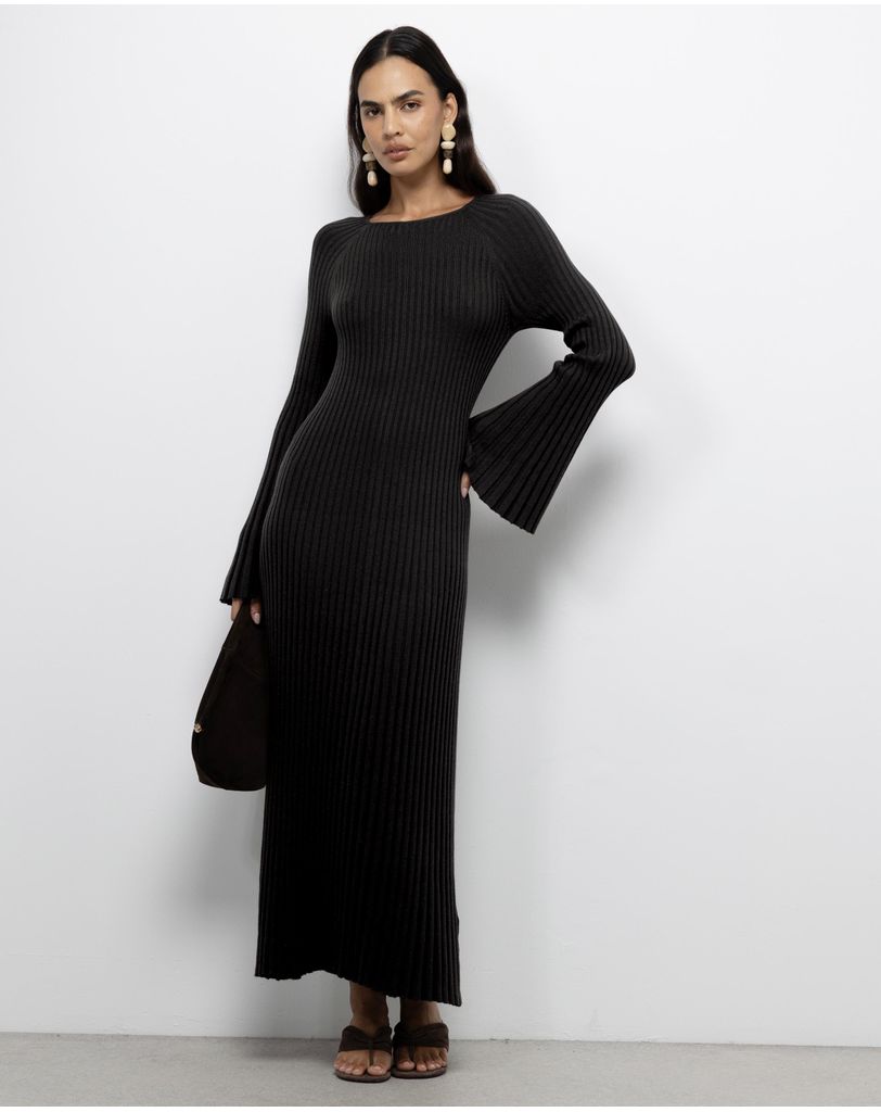 knitted wide sleeve dress Sun Kissed Knitted Maxi Dress  Mermaid Way Ivory / M