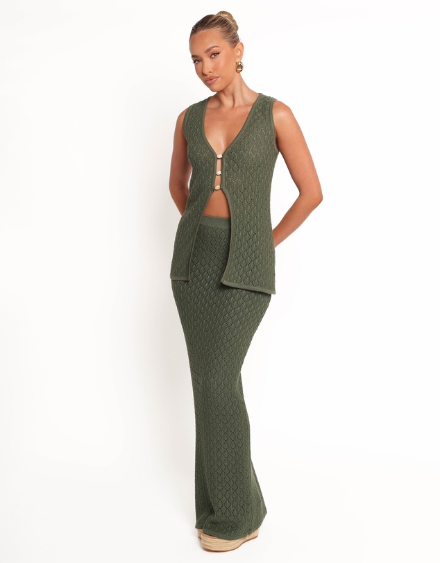 Petal & Pup - Asplie Knit Maxi Skirt - Olive