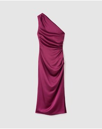 M.N.G - Asymmetrical Satin Dress With Side Slits