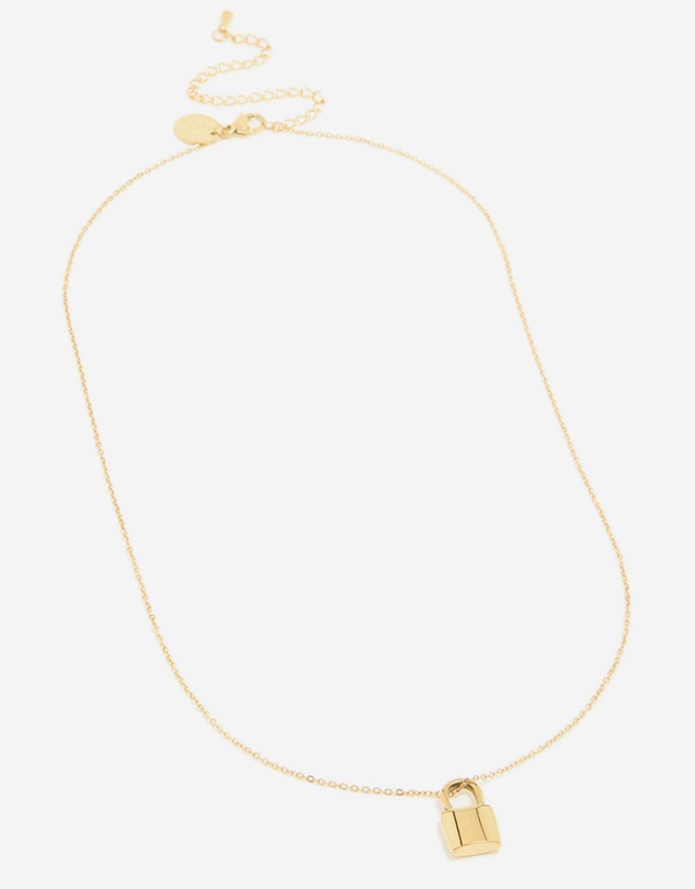 Lovisa - Waterproof Gold Plated Stainless Steel Lock Pendant Necklace
