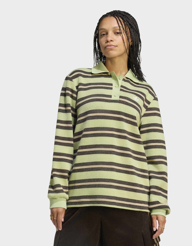 adidas Originals - STRIPE KNITTED POLO TOP Womens