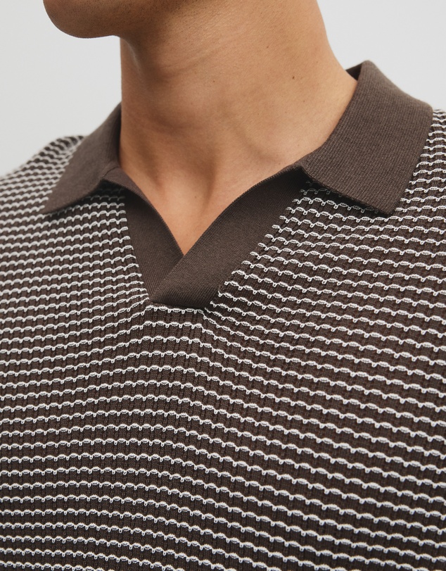 Country Road - Australian Cotton Silk Blend Textured Stripe Polo
