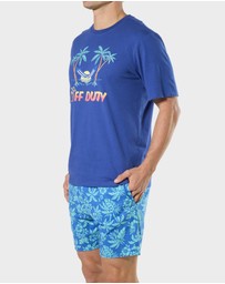 Mitch Dowd - Mitchdowd Mens Short Sleeve Pyjama Set in Off Duty Print