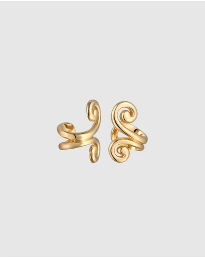 Elli Jewelry - Earrings Earcuff Spiral 925 Sterling Silver Gold-plated