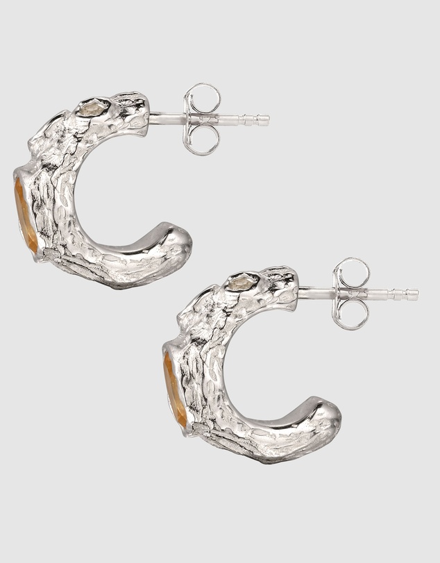 Elli Jewelry - Emerald and Citrine Hoop Earrings in 925 Silver