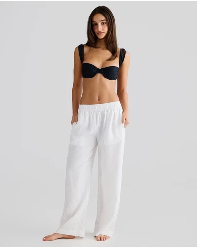 Vacay Swimwear - White Linen Pants
