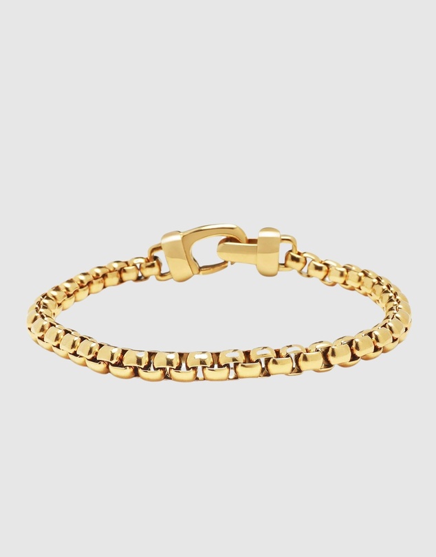 Nialaya Jewellery - 5mm Gold Box Chain Classic Bracelet