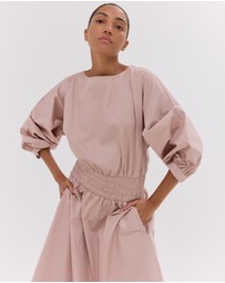 Cloth & Co. - The Shirred Billow Sleeve Dress | Lotus