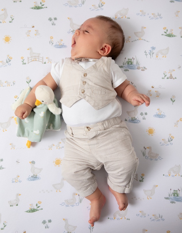 Living Textiles - 2 Pack Organic Bedside Sleeper Fitted Sheet - Goosey Goosey