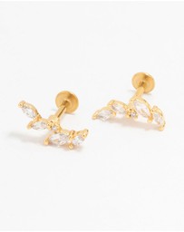 Lovisa - Gold Plated Surgical Steel Cubic Zirconia Marquise Crawler Flat Back 2-Pack