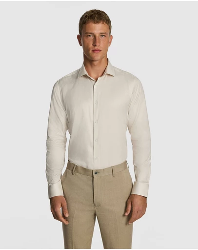 yd. - Clubman Pure Cotton Twill Slim Fit Dress Shirt