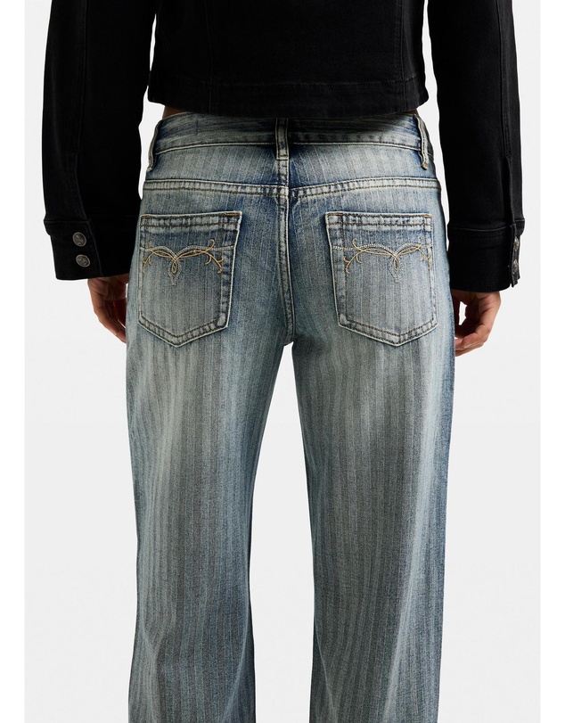 Neon Hart - Pelly Pinstripe Low Denim Jeans