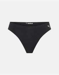Modibodi - Puma X Modibodi Seamfree Active Period Thong 3 Pack Light-Moderate - Onyx Grey