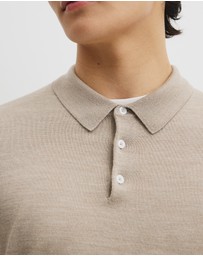 Country Road - Australian Merino Long Sleeve Am Button Polo Knit