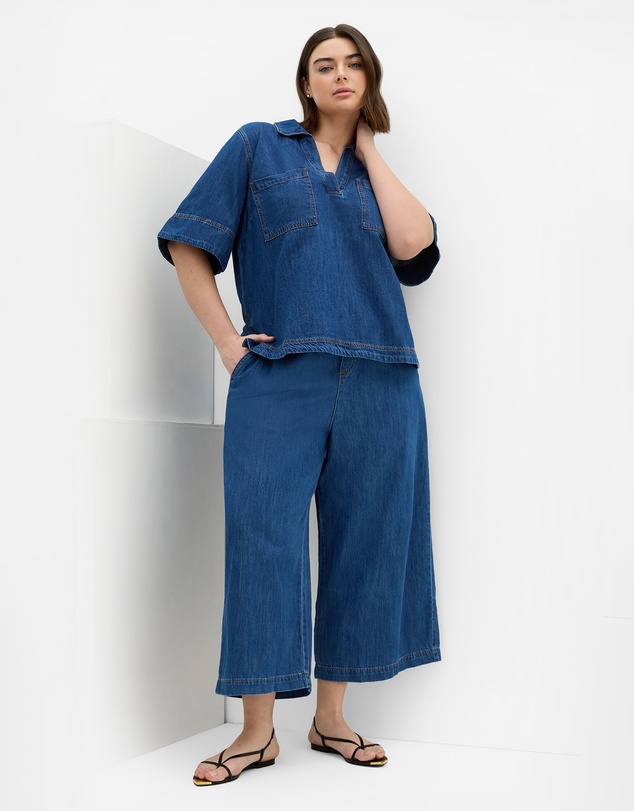 City Chic - Plus size Tiana Cotton Denim Crop Pant - light wash