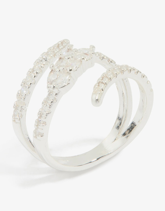 Lovisa - Silver Plated Cubic Zirconia Wrap Around Ring
