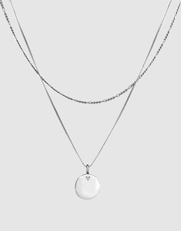 Kuzzoi - ICONIC EXCLUSIVE - Circle Pendant Necklace in Oxidised 925 Sterling Silver