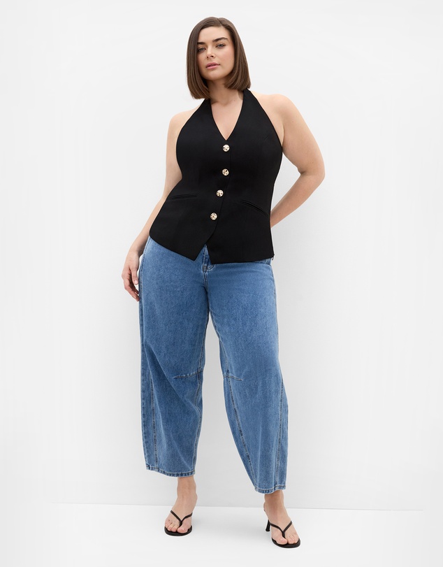 City Chic - Plus size Abbie Halter Vest - black