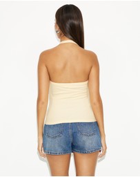 Dazie - Float Halter Soft Rib Tank Top