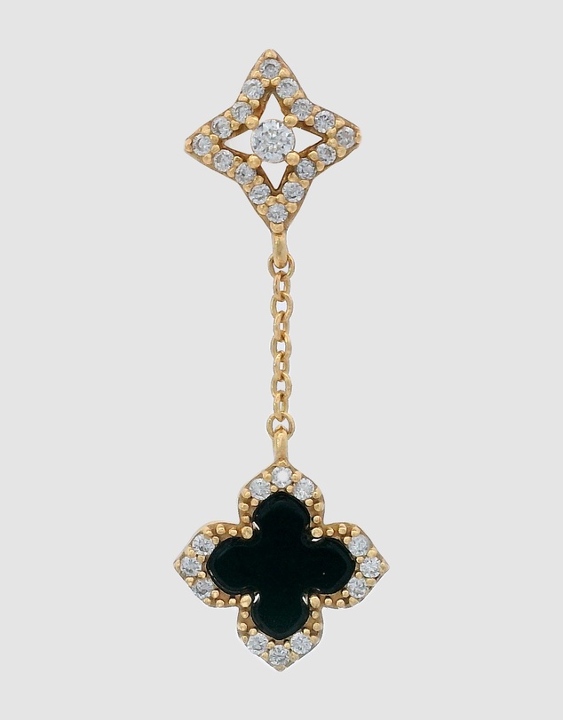 Georgini - GEORGINI MIDNIGHT VELVET BLACK AGATE FAIRWATER DROP EARRINGS GOLD