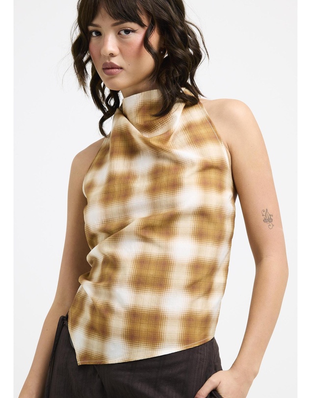 Alice In The Eve - Alyssa Plaid Halter Top