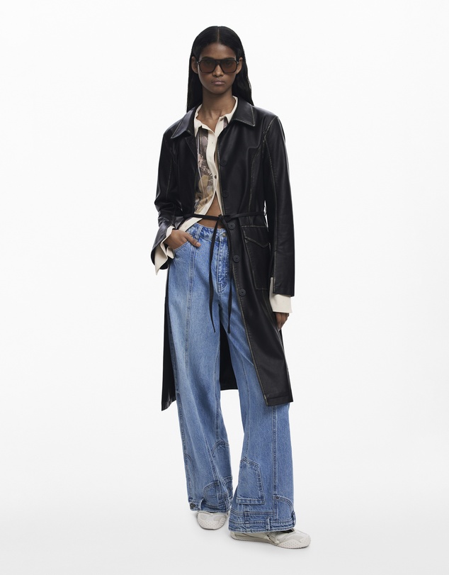 Desigual - Long faux leather jacket