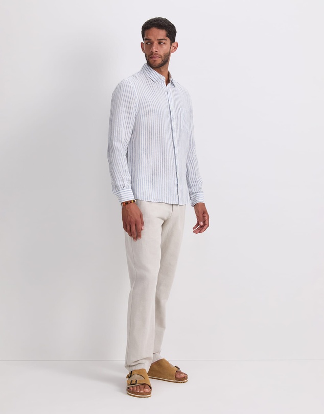Sportscraft - Marco Long Sleeve Linen Stripe Shirt