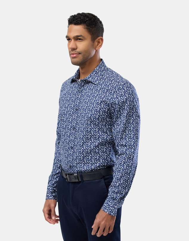Brooksfield - Abstract Floral Print Reg Fit Stretch Business Shirt