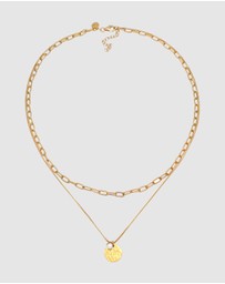 Elli Jewelry - Necklace Layer Plate Figaro 2-ply in 925 Sterling Silver Gold Plated