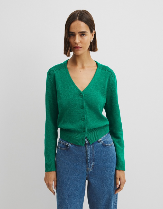 Country Road - Organically Grown Cotton Linen Blend Knit Cardigan