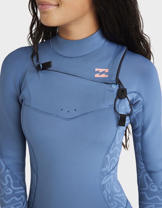 Billabong Kids - Girls 8 to 14 3/2mm Synergy Natural Chest Zip Wetsuit