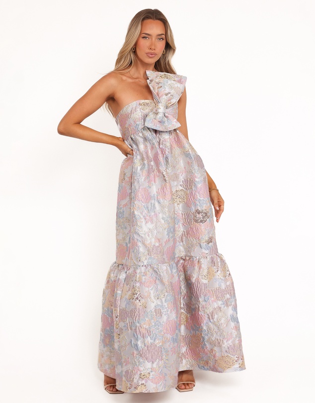 Petal & Pup - Betina Bow Front Maxi Dress - Pale Blue Floral