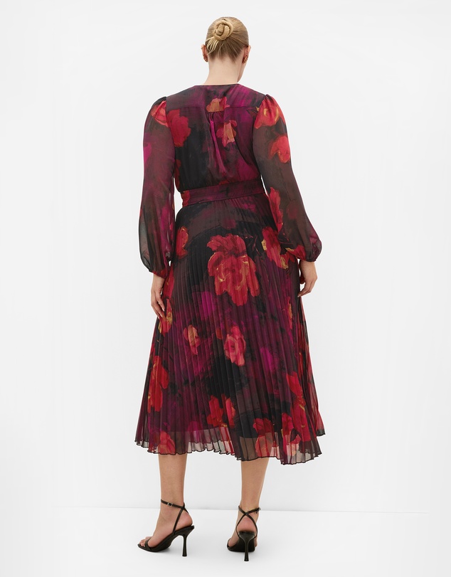 City Chic - Gia Floral Print Pleat Dress
