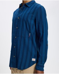 Scotch & Soda - Textured Indigo Shirt In Special Striped Weave