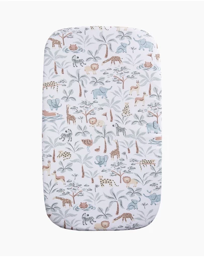 Living Textiles - Organic Bassinet Fitted Sheet - Wild Safari
