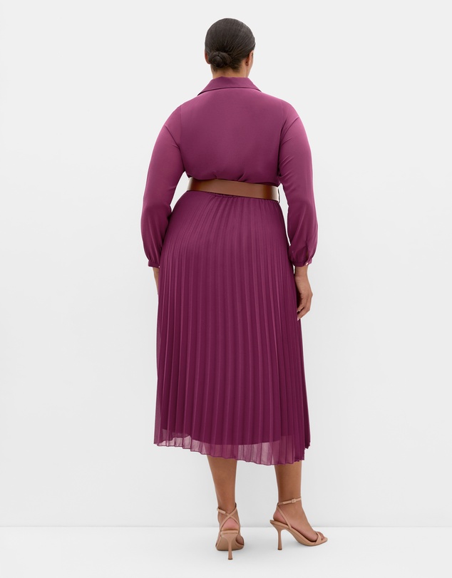 City Chic - Plus size Honey Lane Pleat Midi Dress - jam