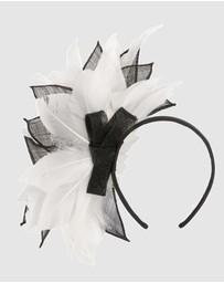 Max Alexander - Modern Flower Black & White Racing Fascinator