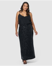 Pink Dusk by Curve Project - Ignition Sequin Midi Skirt