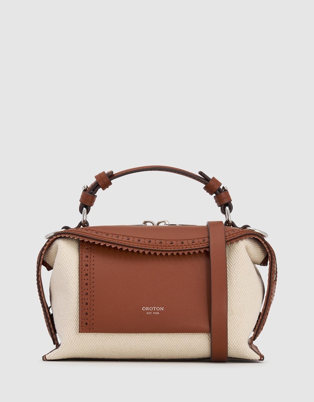 Oroton - Mica Mini Bowler Canvas Broguing