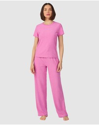 DKNY - Jacquard Logo Terry Short Sleeve T-Shirt & Pant Long Pyjama Set