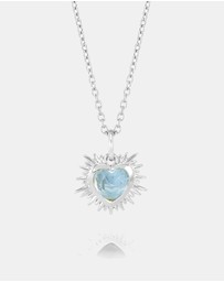 Rachel Jackson - Electric Love March Birthstone Heart Necklace Silver