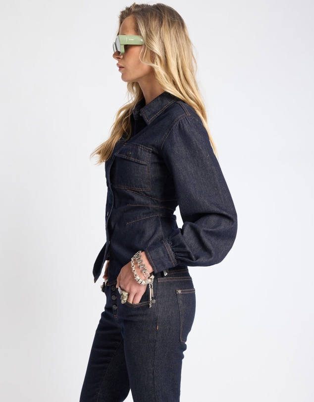 ONE TEASPOON - Josie Fitted Denim Shirt - Raw Indigo