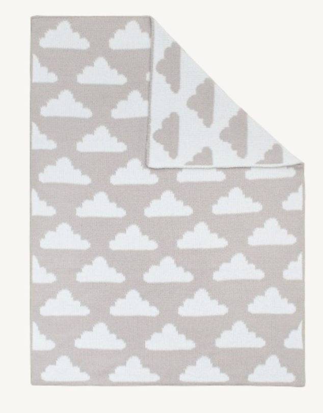 Living Textiles - Chenille Blanket - Grey Clouds