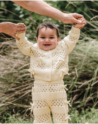 Kynd Baby - Knit Bow Cardigan in Ivory