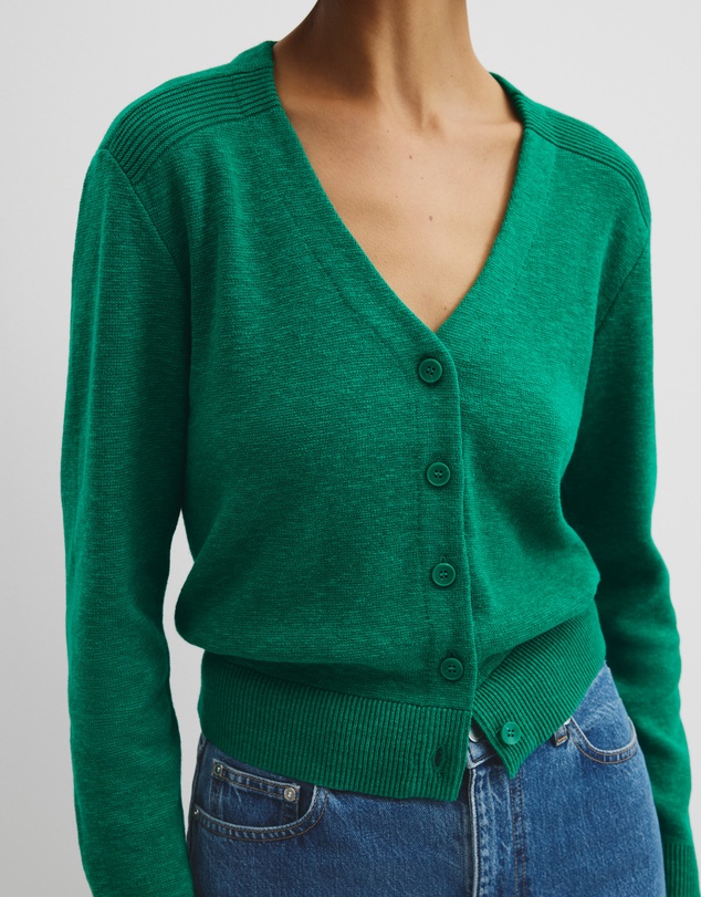 Country Road - Organically Grown Cotton Linen Blend Knit Cardigan