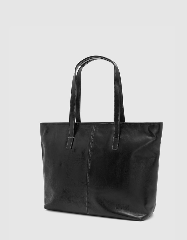 Florence - The Beatrice Black Leather Tote Work Bag