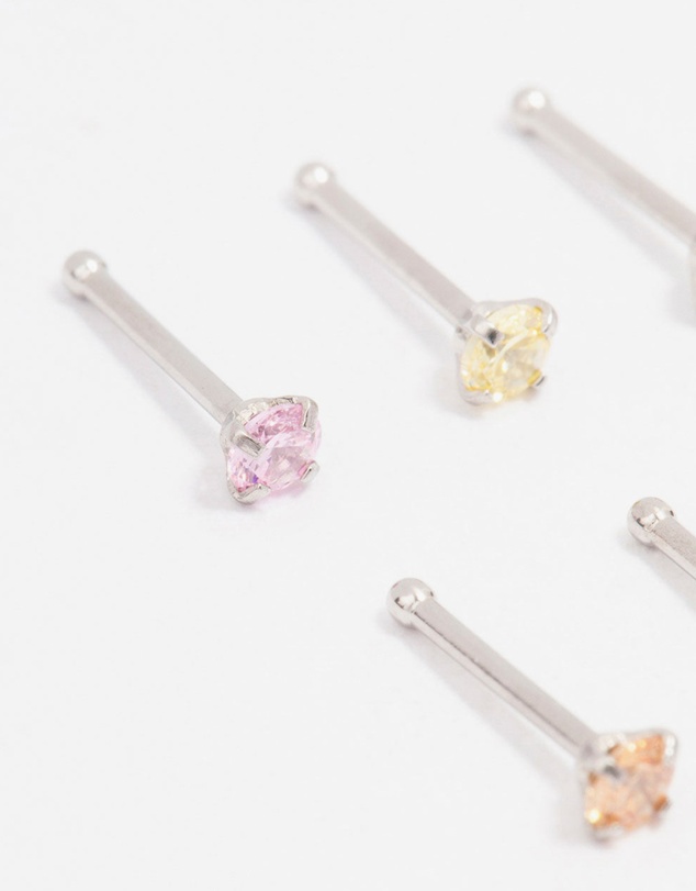 Lovisa - Surgical Steel Dainty Diamante Nose Hook 6-Pack