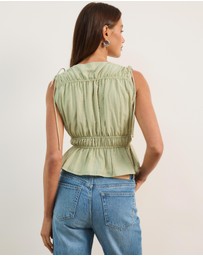 Atmos&Here - Ray Linen Blend Sleeveless Gathered Top