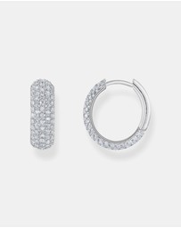THOMAS SABO - Small, wide hoop earrings with white zirconia
