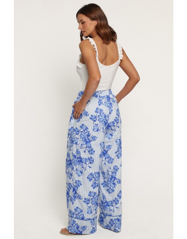 Petal & Pup - Braxton Wide Leg Cuff Pants - Paisley Blue Stripe